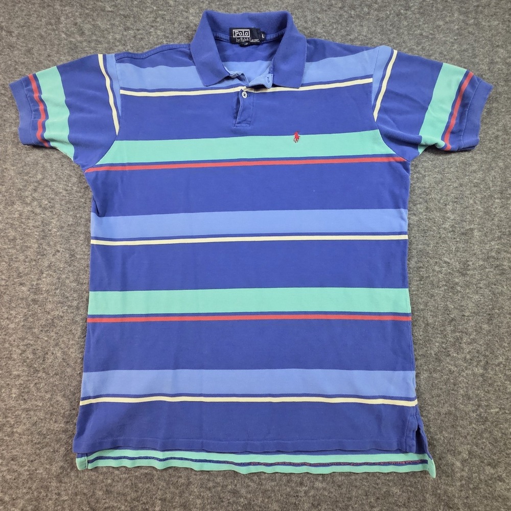 Vintage 90s Polo Ralph Lauren Shirt Mens Large Multicolor Striped Made in USA